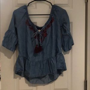 Francesca’s blue top
